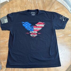 Grunt Style Black T-Shirt with Patriotic Eagle Design